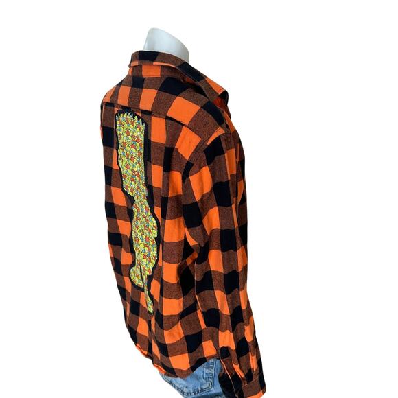 Bart Simpson Flannel Plaid Shirt Shacket XL Oversized One of Kind Upcycled - Picture 3 of 6